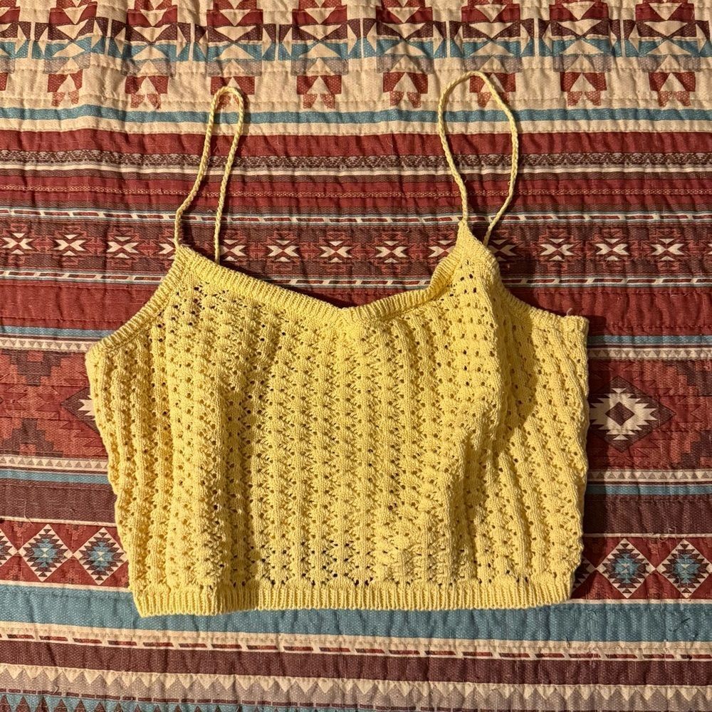 NWT La Hearts Yellow Knit crop Camisole size large